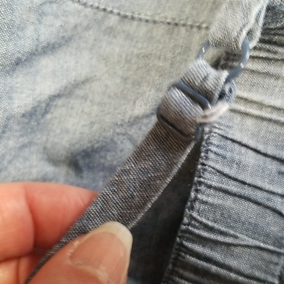 GAP 100% Cotton Chambray Denim Romper Shortall with Drawstring Waist and Pockets - Picture 3 of 14